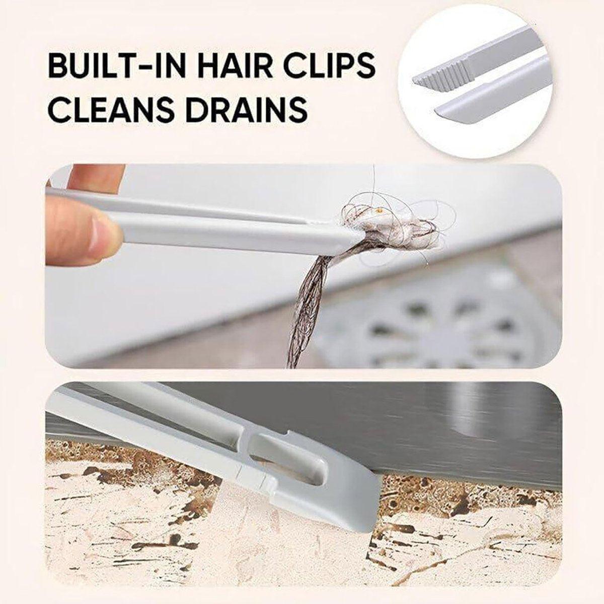 Multi-Functional Rotary Cleaning Brush Hard Bristle Slot Seam Wall Tile Brush - White