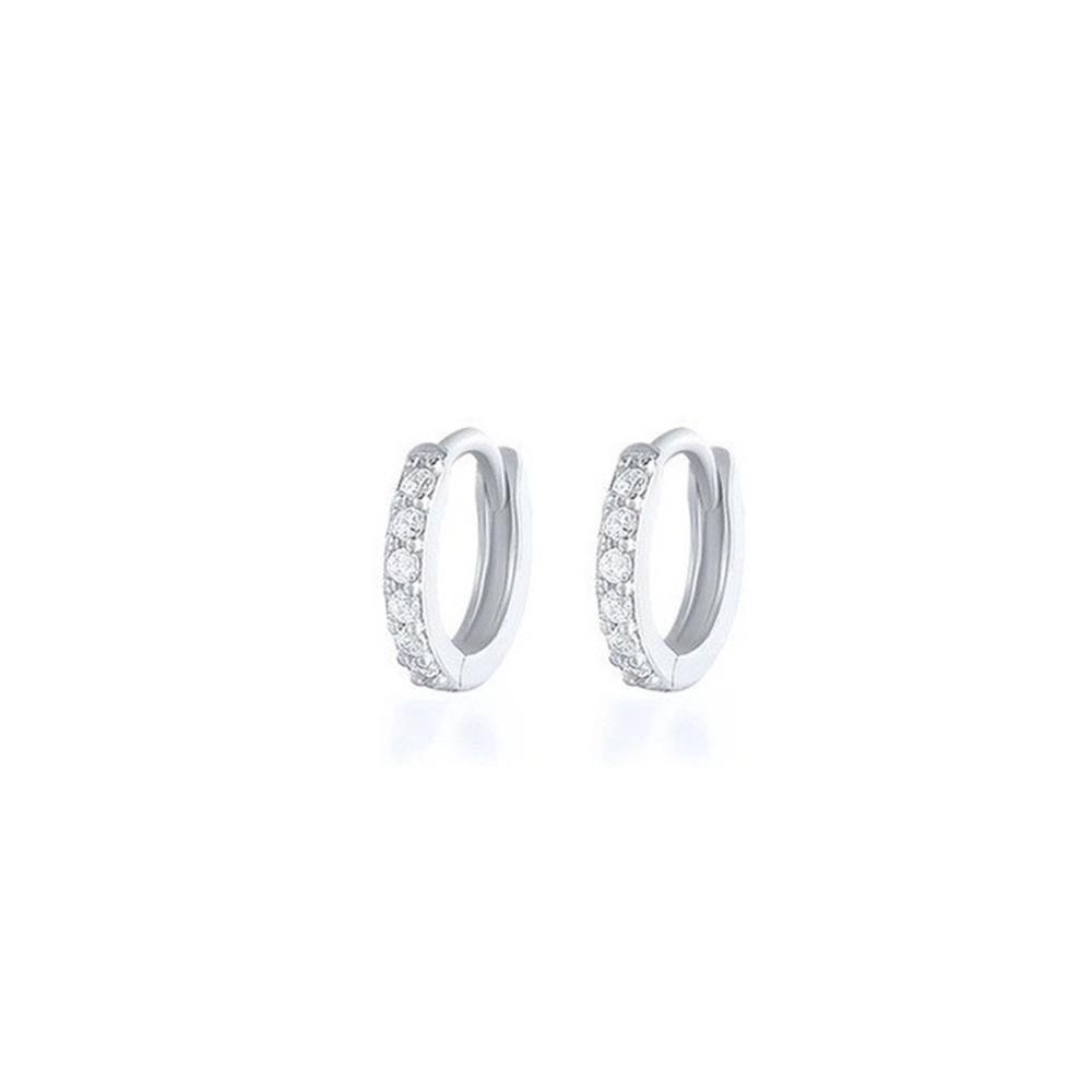 7sizes Hoop Earring Silver Zirconia Ear Huggie Hoop Cartilage Piercing Jewellery - Champagne-10mm