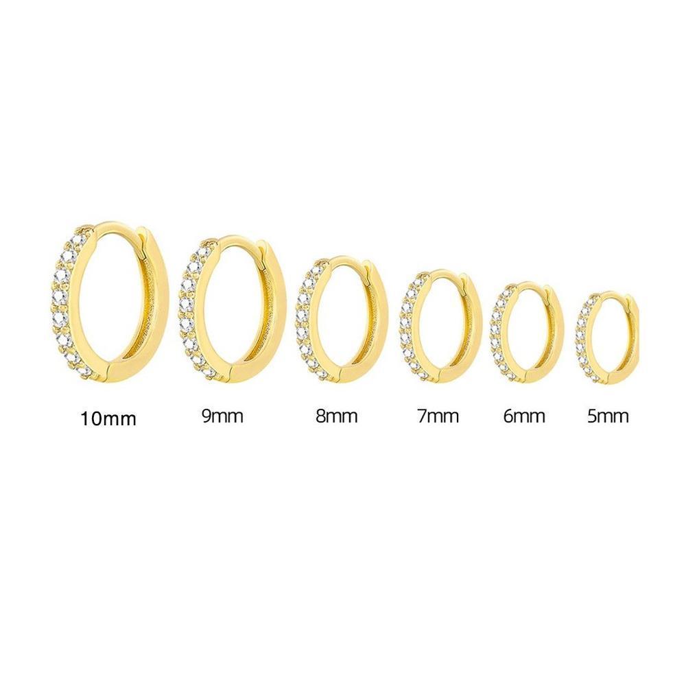 7sizes Hoop Earring Silver Zirconia Ear Huggie Hoop Cartilage Piercing Jewellery - Champagne-9mm