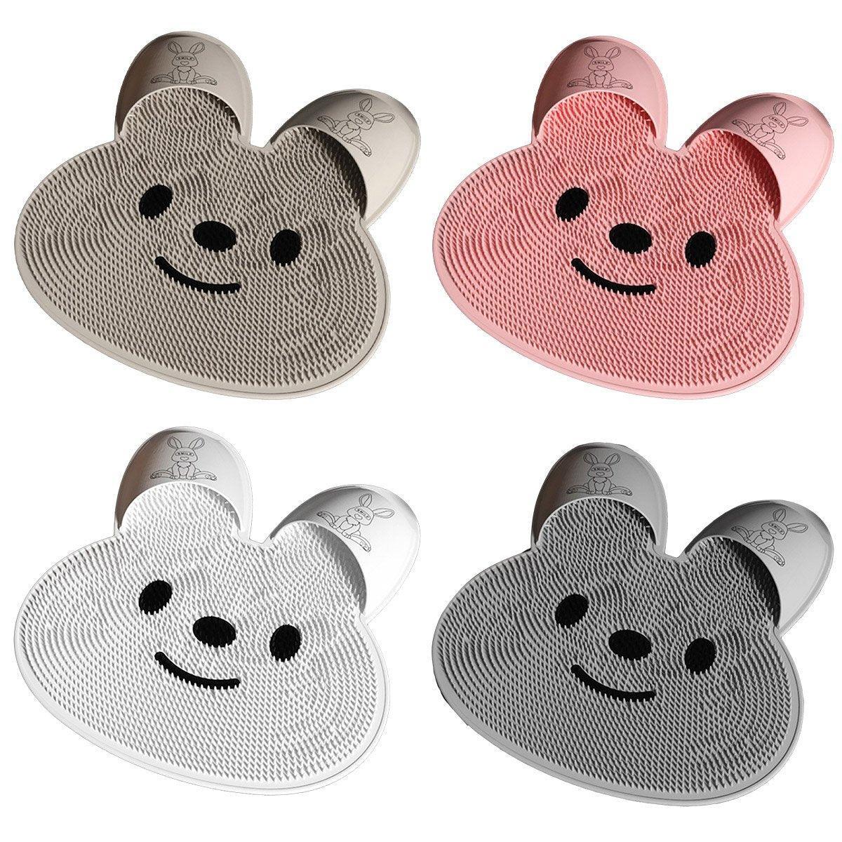 Silicone Foot Scrubber Rabbit Tub Mat Suction Cup Exfoliating Brush Cleaning Mat - Grey