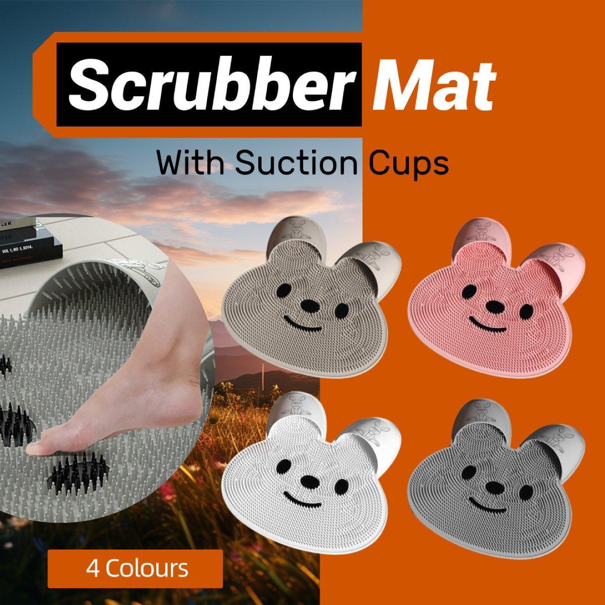 Silicone Foot Scrubber Rabbit Tub Mat Suction Cup Exfoliating Brush Cleaning Mat - Pink