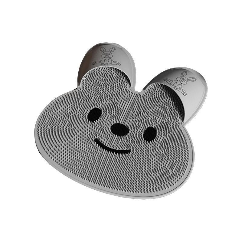 Silicone Foot Scrubber Rabbit Tub Mat Suction Cup Exfoliating Brush Cleaning Mat - Pink