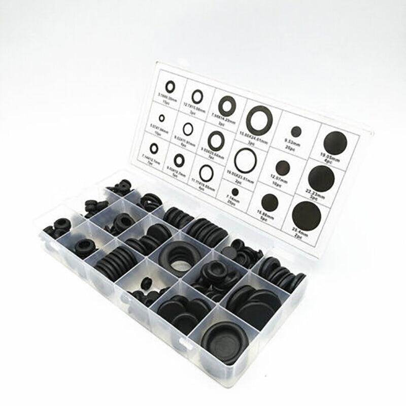 125Pcs Rubber Grommet Set-Assorted Fastener Kit 18 Popular Sizes