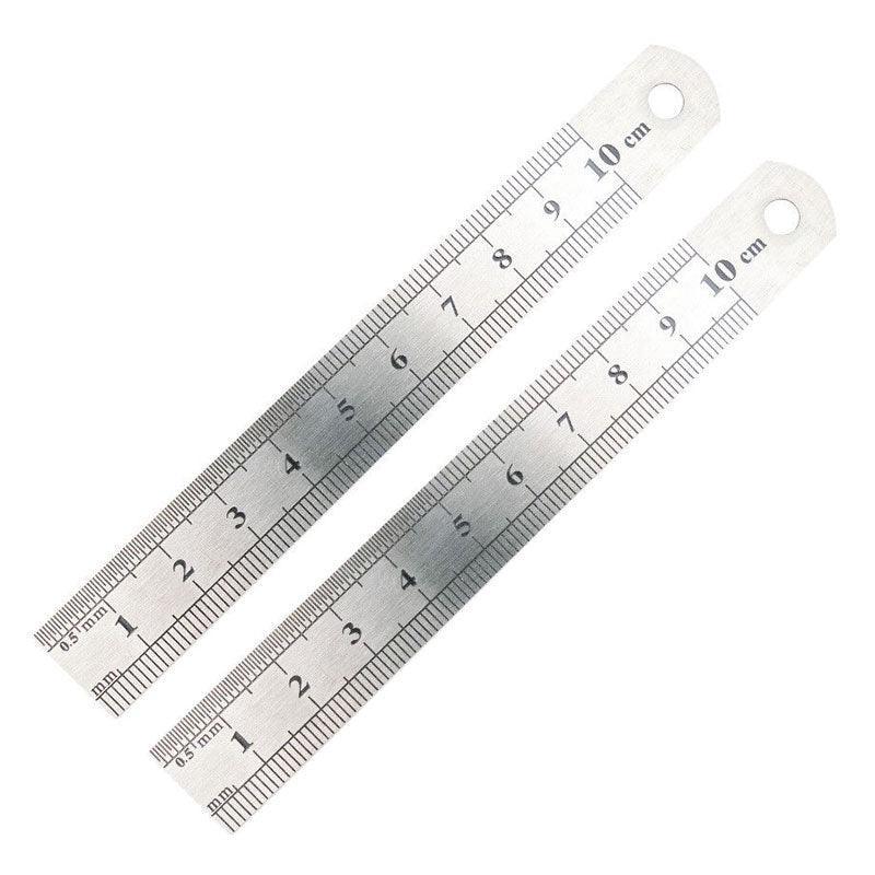 1/2 Pack Double-Sided Stainless Steel Precision Ruler (10cm, 15cm, 20cm) - 15cm *1 PCS
