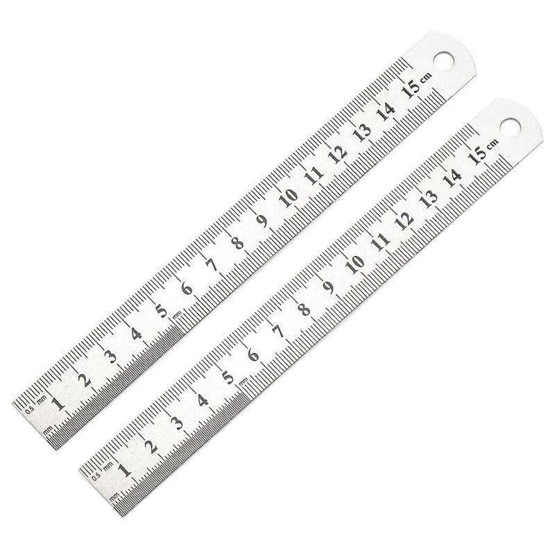 1/2 Pack Double-Sided Stainless Steel Precision Ruler (10cm, 15cm, 20cm) - 15cm *1 PCS