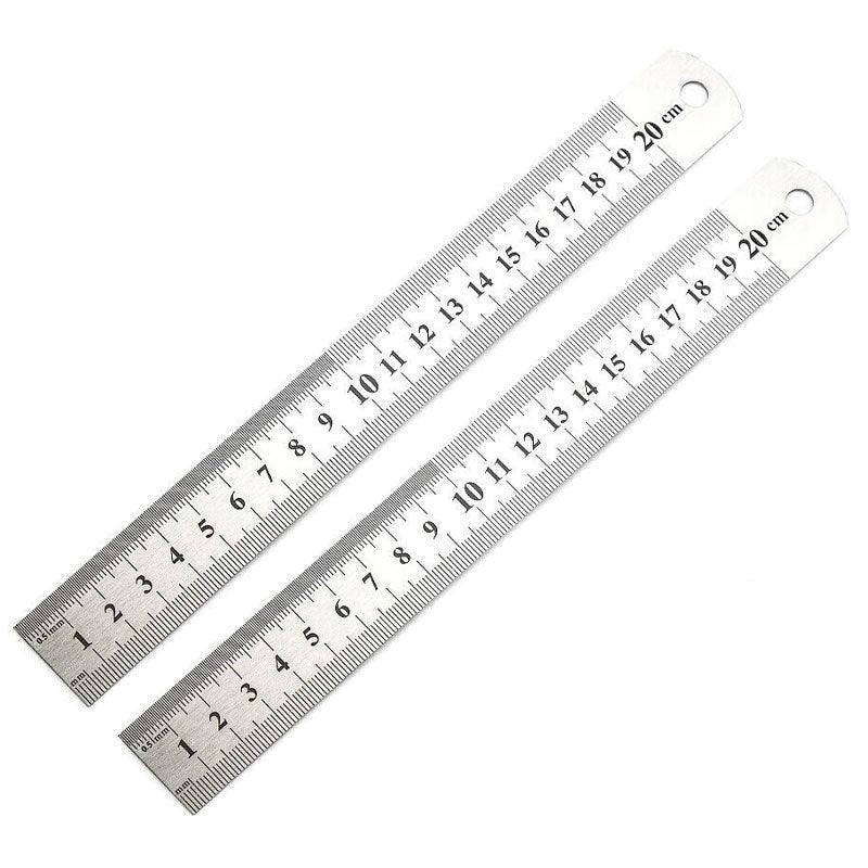 1/2 Pack Double-Sided Stainless Steel Precision Ruler (10cm, 15cm, 20cm) - 20cm *1 PCS