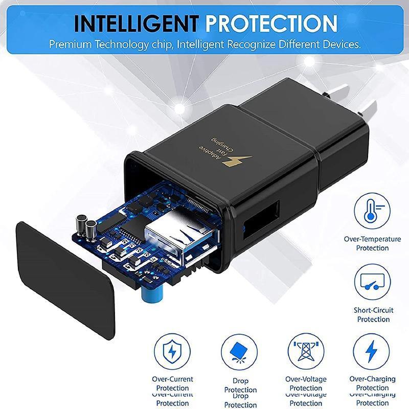 Fast Wall Charger Adapter - Samsung Galaxy S8 S9 S10/ Note 8 9 10 - Black USB Type-C Cable (ONLY)