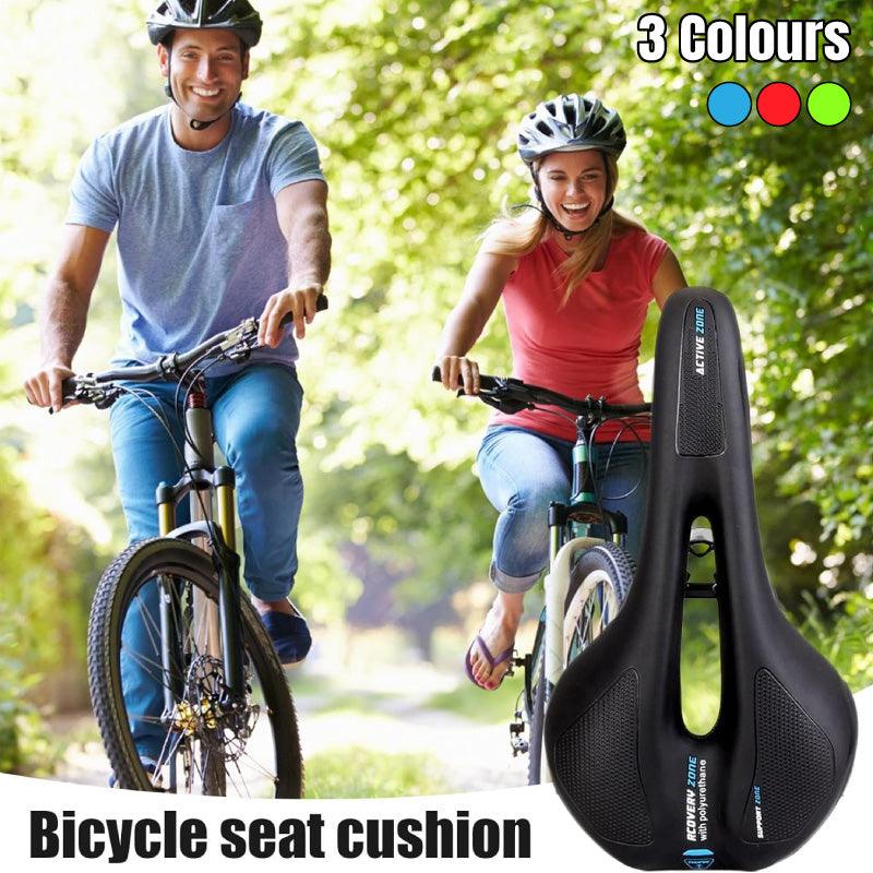 MTB Saddle Hollow Comfort Bicycle Seat Universal Cushion Soft Riding Saddle - Blue