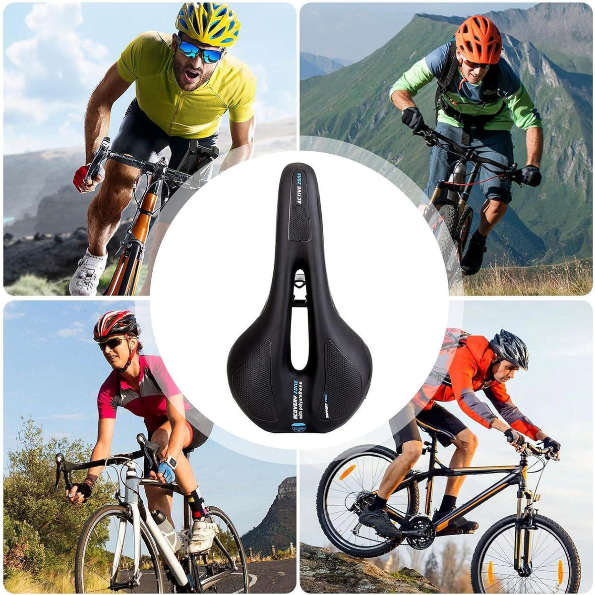 MTB Saddle Hollow Comfort Bicycle Seat Universal Cushion Soft Riding Saddle - Blue