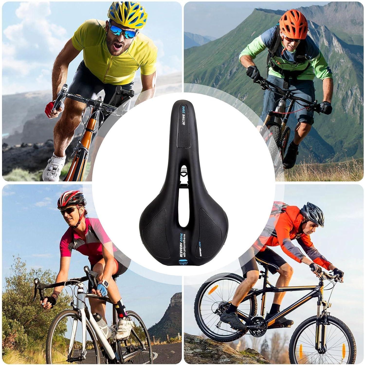 MTB Saddle Hollow Comfort Bicycle Seat Universal Cushion Soft Riding Saddle - Blue