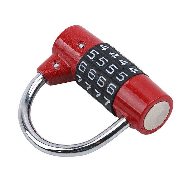 4 Digit Combination Padlock Wide Shackle Password Lock for Locker or Luggage - Red