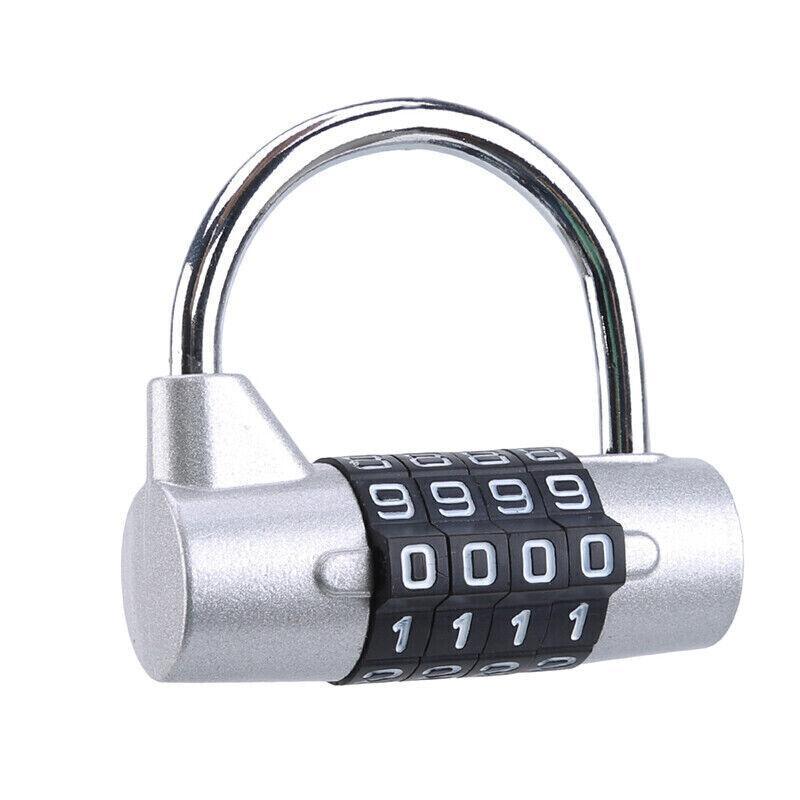 4 Digit Combination Padlock Wide Shackle Password Lock for Locker or Luggage - Silver