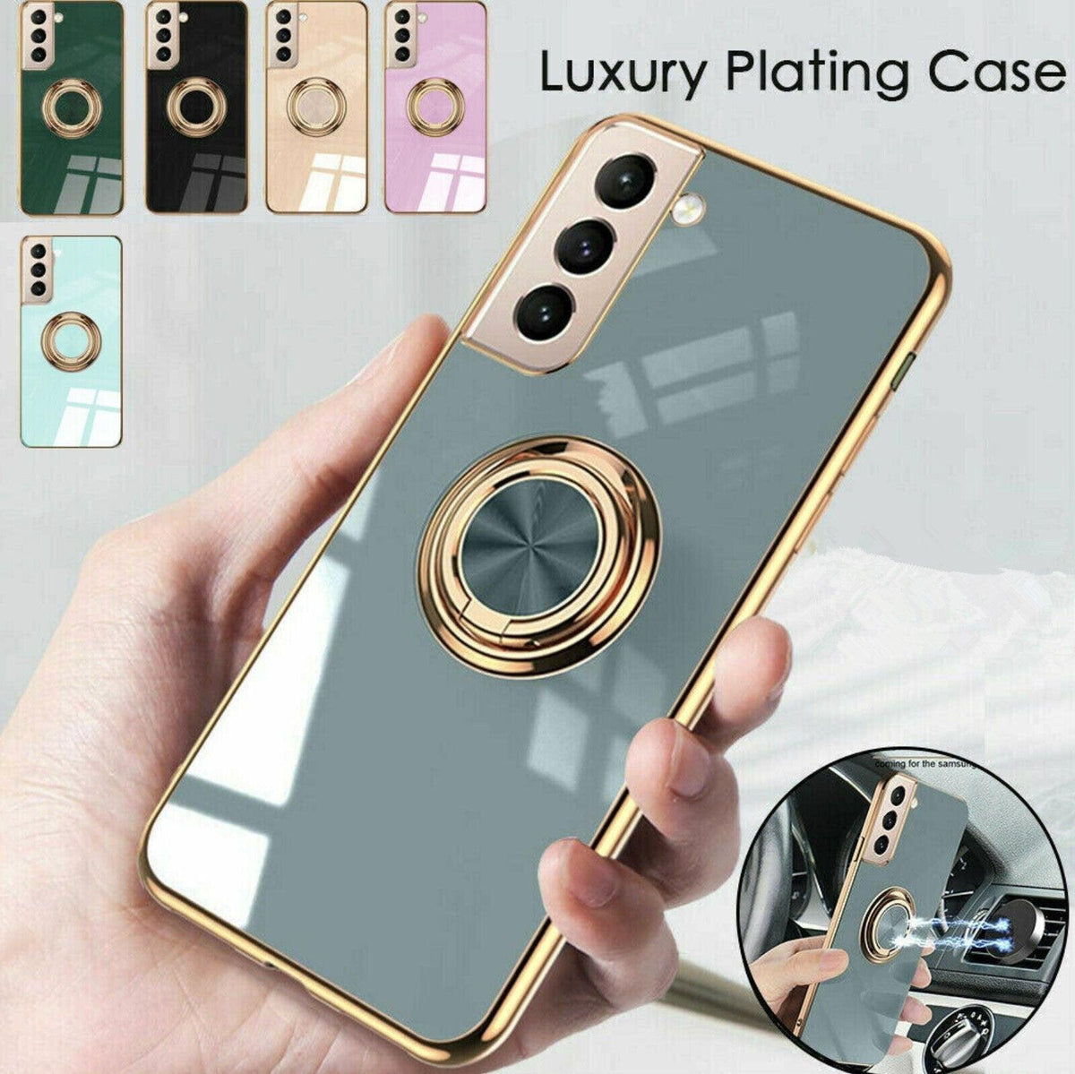 Black Shockproof Ring Holder Case Cover for Samsung S22 Ultra Plus Note 20 - Samsung Galaxy Note20