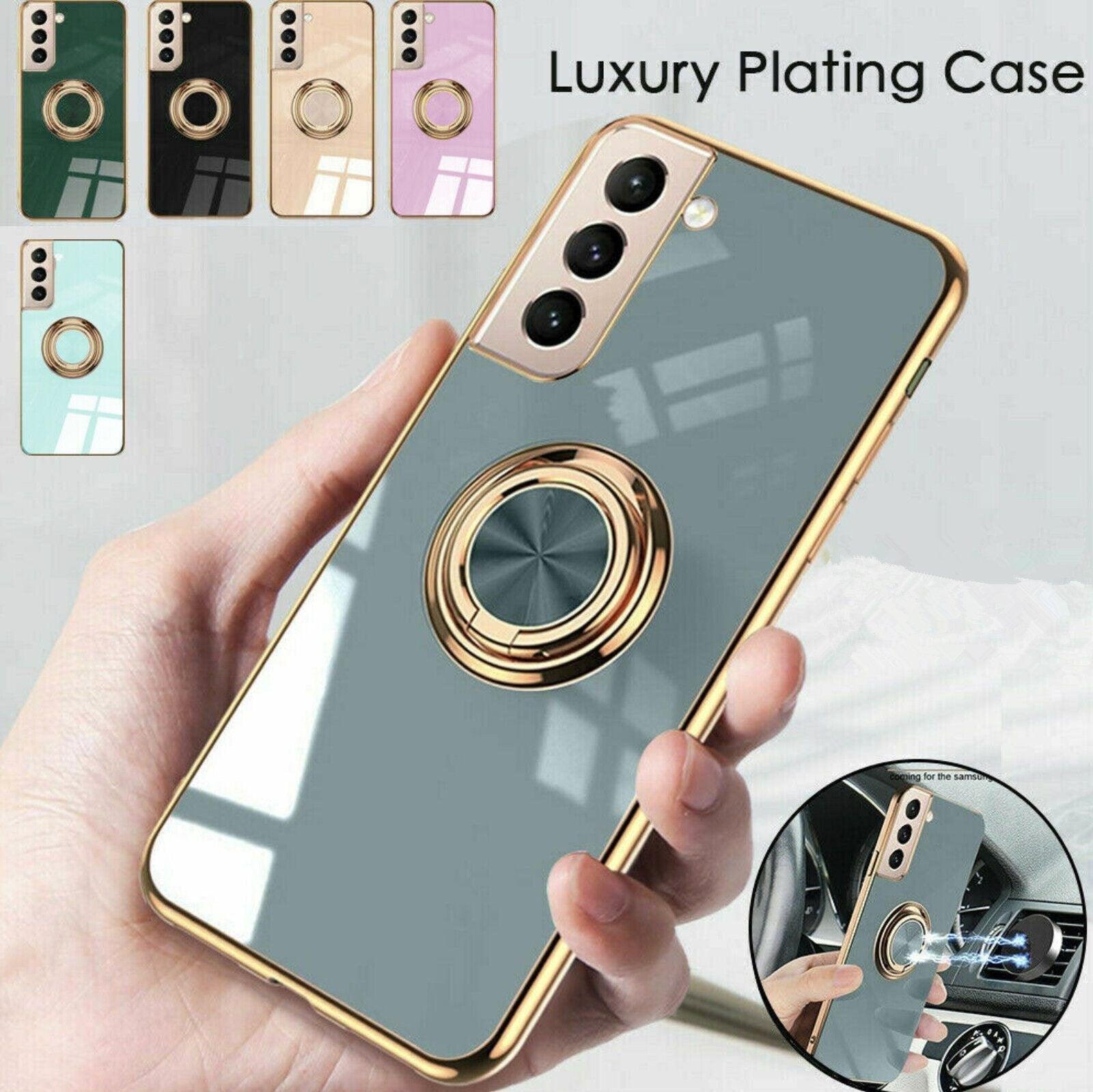 Dark Green Shockproof Ring Holder Case Cover for Samsung S22 Ultra S22 Plus Note 20 - Samsung Galaxy A52s