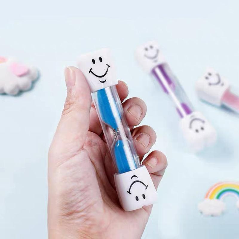 3-Minute Hourglass Sand Timer Smiley Face Clock for Brushing or Kitchen Use - Yellow