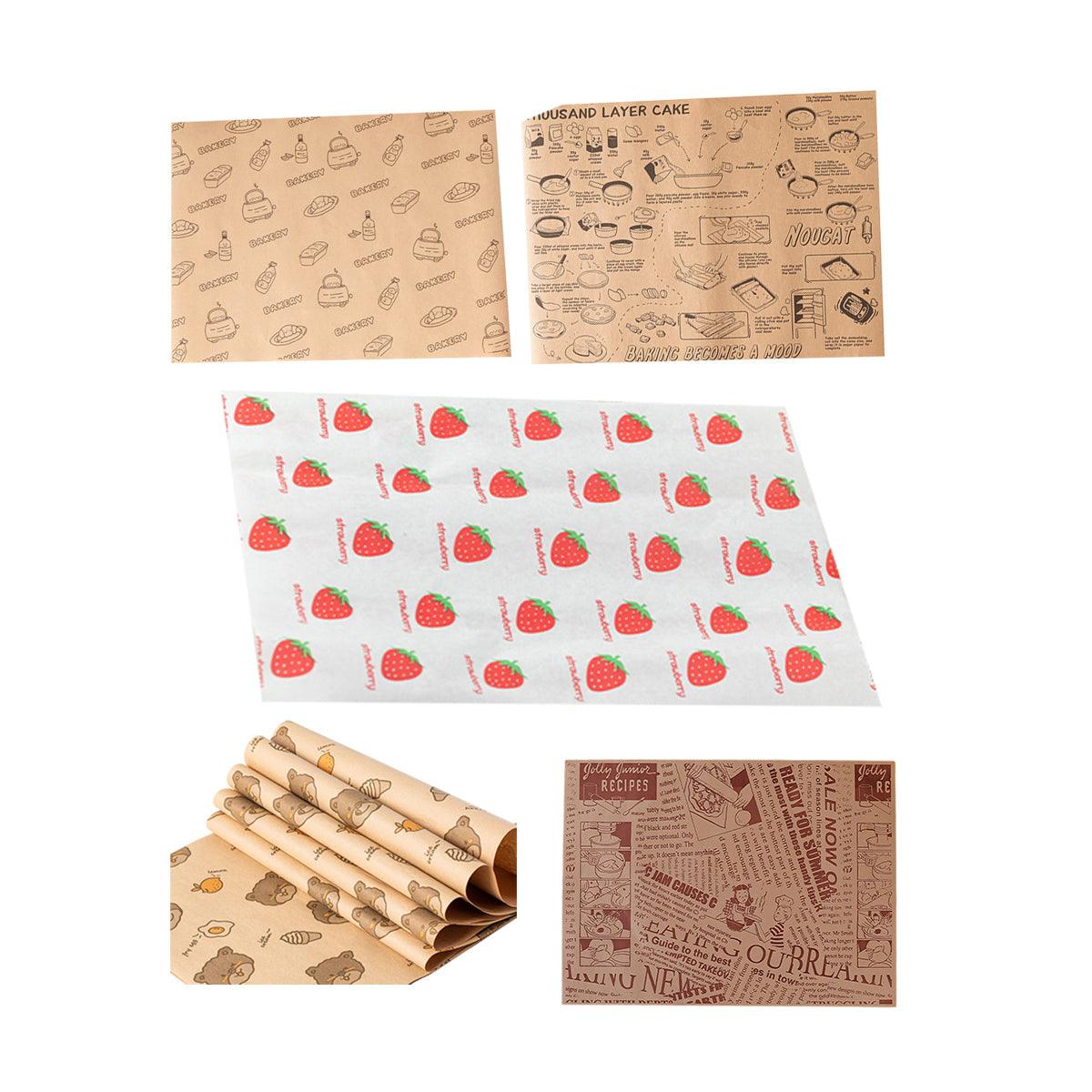 100pcs Sandwich Wrappers Oil Blotting Coated Paper Air Fryer Baking Parchment - Lemon Bear