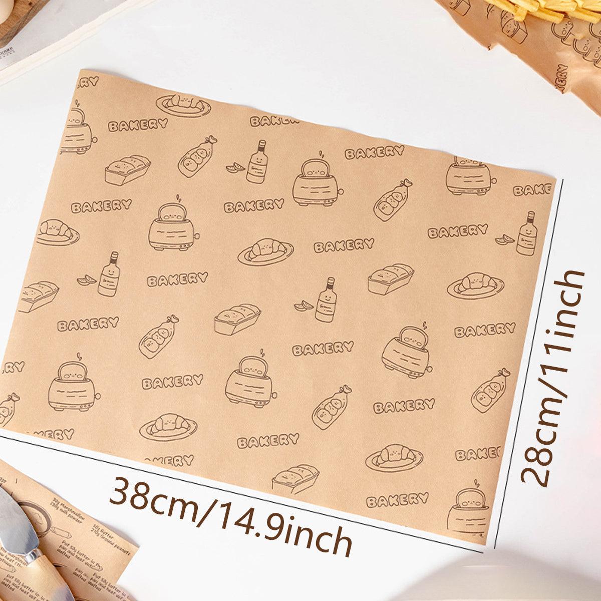 100pcs Sandwich Wrappers Oil Blotting Coated Paper Air Fryer Baking Parchment - Lemon Bear