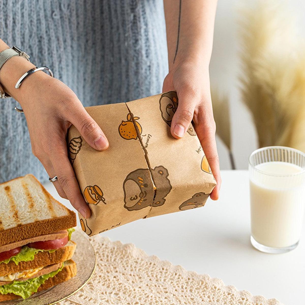 100pcs Sandwich Wrappers Oil Blotting Coated Paper Air Fryer Baking Parchment - Lemon Bear