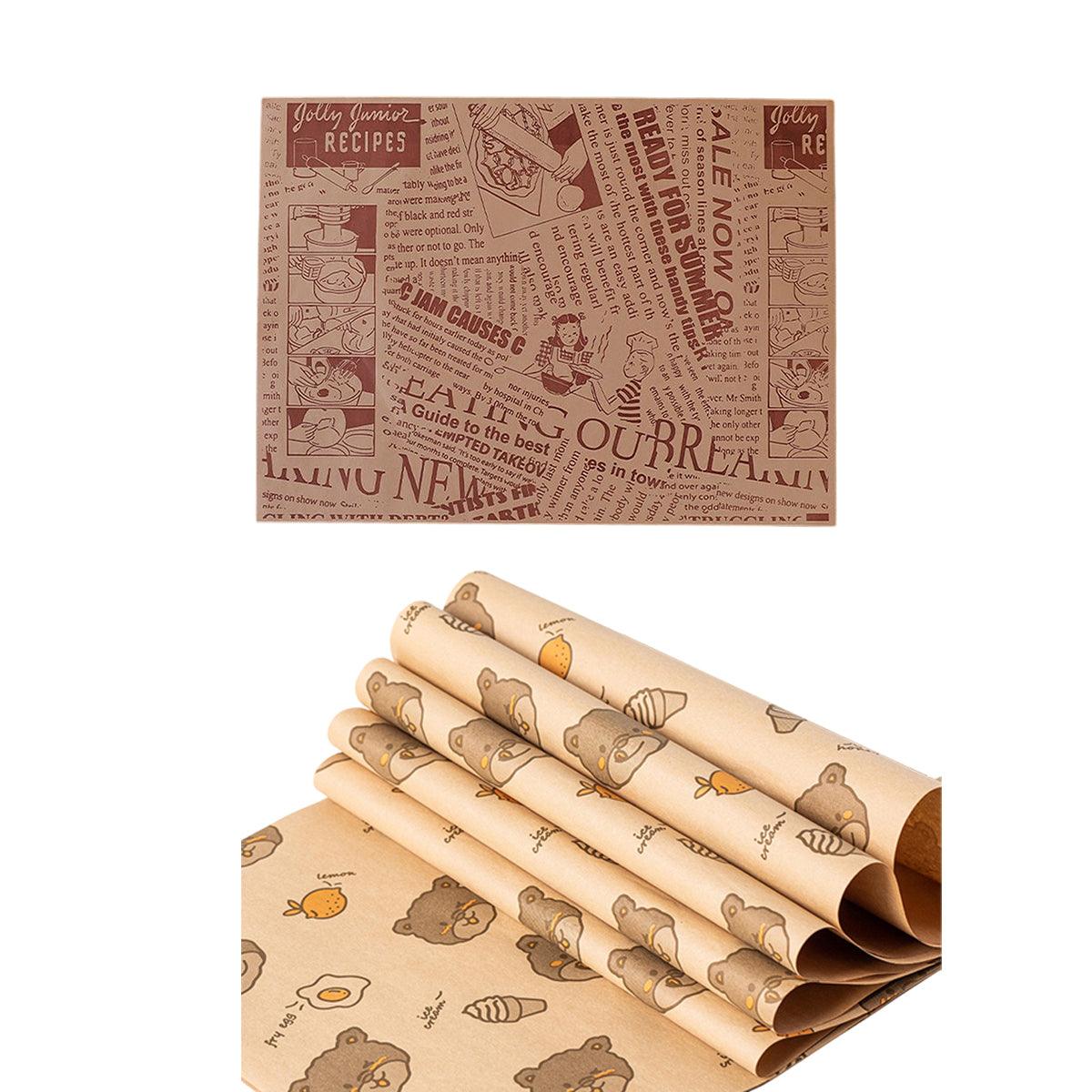 100pcs Sandwich Wrappers Oil Blotting Coated Paper Air Fryer Baking Parchment - Lemon Bear