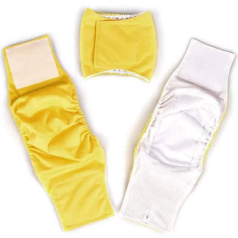 L Male Dog Puppy Nappy Diaper Belly Wrap Band Sanitary Pants Underpants - Yellow