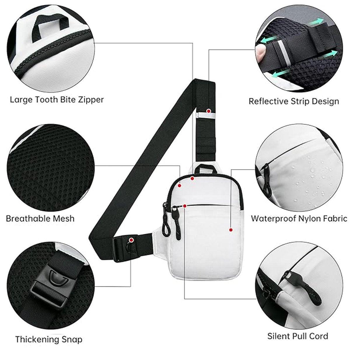 Sports Chest Bag Crossbody Backpack Mini Fashion Satchel for Outdoor Travel - Grey