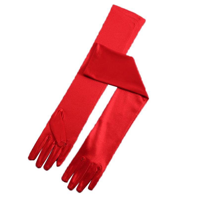 Elegant Long Satin Opera Gloves for Prom Party Wedding Costume or Formal Dress - Red