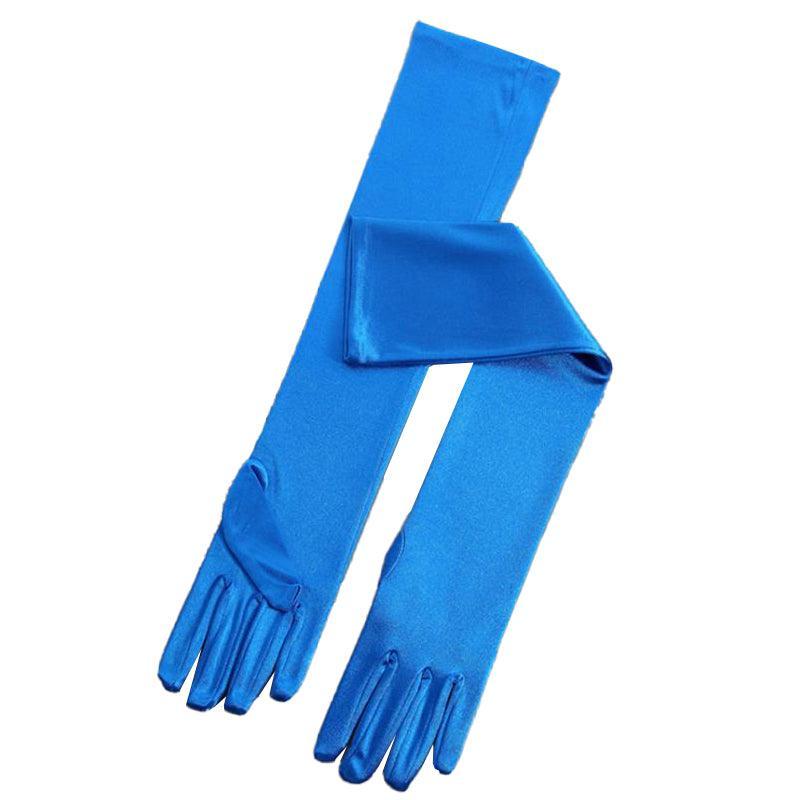 Elegant Long Satin Opera Gloves for Prom Party Wedding Costume or Formal Dress - Silver