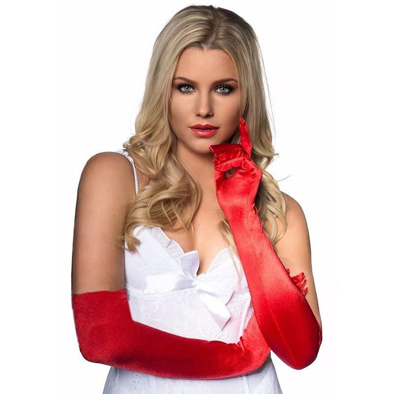 Elegant Long Satin Opera Gloves for Prom Party Wedding Costume or Formal Dress - Blue