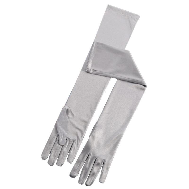 Elegant Long Satin Opera Gloves for Prom Party Wedding Costume or Formal Dress - Blue