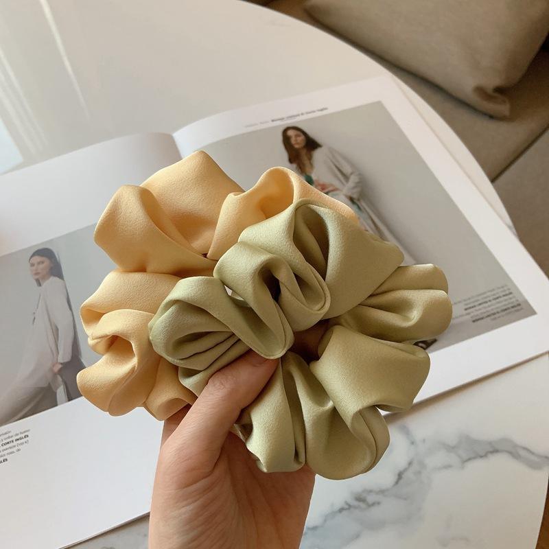 Large Scrunchies Silk Satin Elastic Hair Hair Bands Rope Hair Tie Ponytail Accessory - Cream