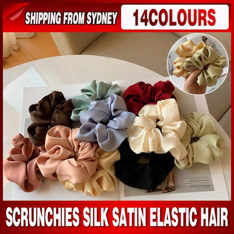 Large Scrunchies Silk Satin Elastic Hair Hair Bands Rope Hair Tie Ponytail Accessory - Light Green