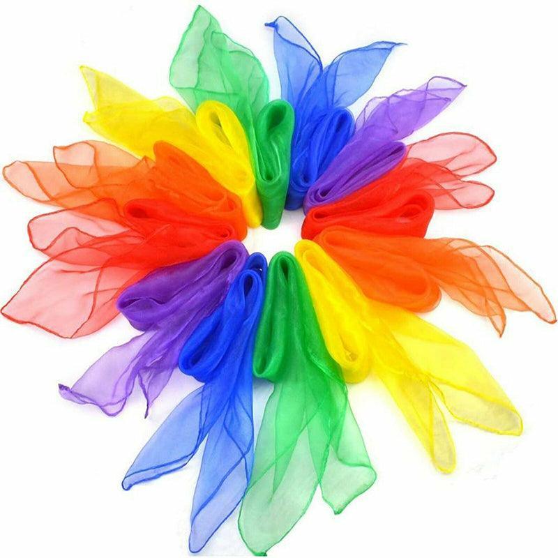 12Pcs Gradient Juggling Silk Dance Magic Tricks Dancing Props Scarves Chiffon Au
