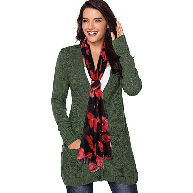 Women Ladies Poppy Print Floral Scarf Remembrance Day Poppies Scarves Wrap Shawl - White