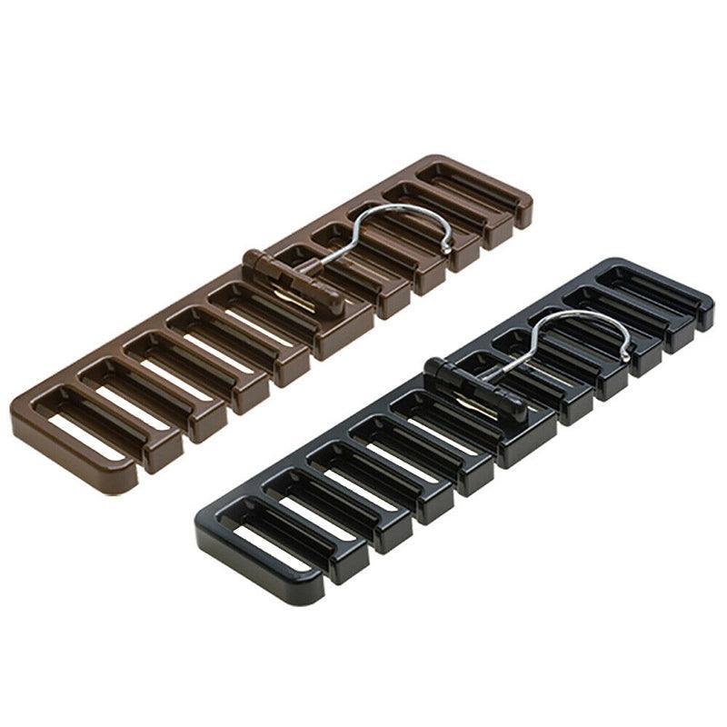 10 Slot Tie and Belt Hanger for Wardrobe Mens Closet Rack Organiser Hook - Brown