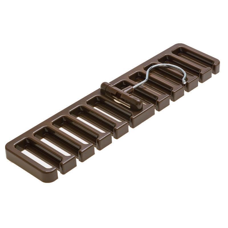 10 Slot Tie and Belt Hanger for Wardrobe Mens Closet Rack Organiser Hook - Brown
