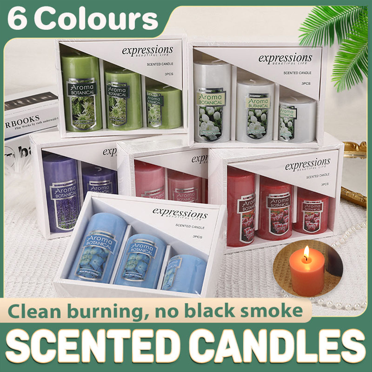 Classic Simple Cylindrical Scented Candles for Home Use Aromatherapy Decoration - Blue