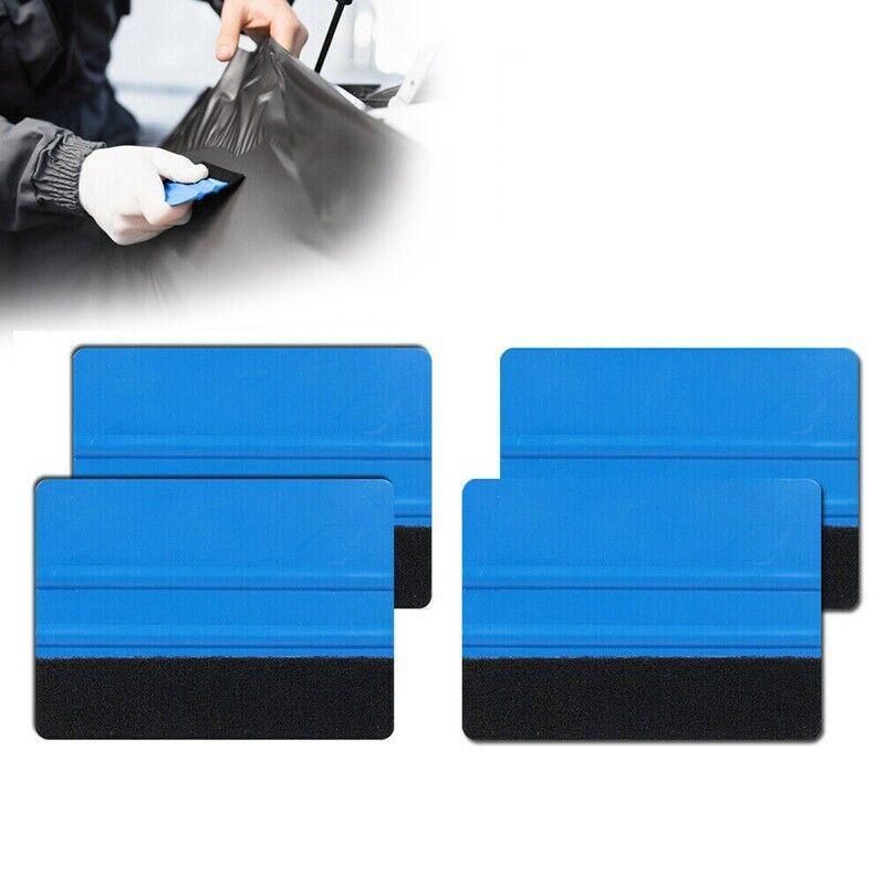 4Pcs Car Wrapping Vinyl Squeegee Scraper Tool Wrap Soft Felt Edge Sticker Tools