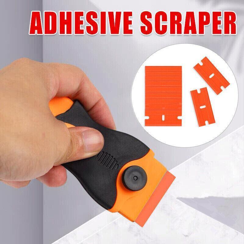 Plastic Razor Blade Scraper or Replacement Blades 10/20/30/50/100PCS Cleaning Tool - 1X Plastic Scraper + 100X Plastic Blades