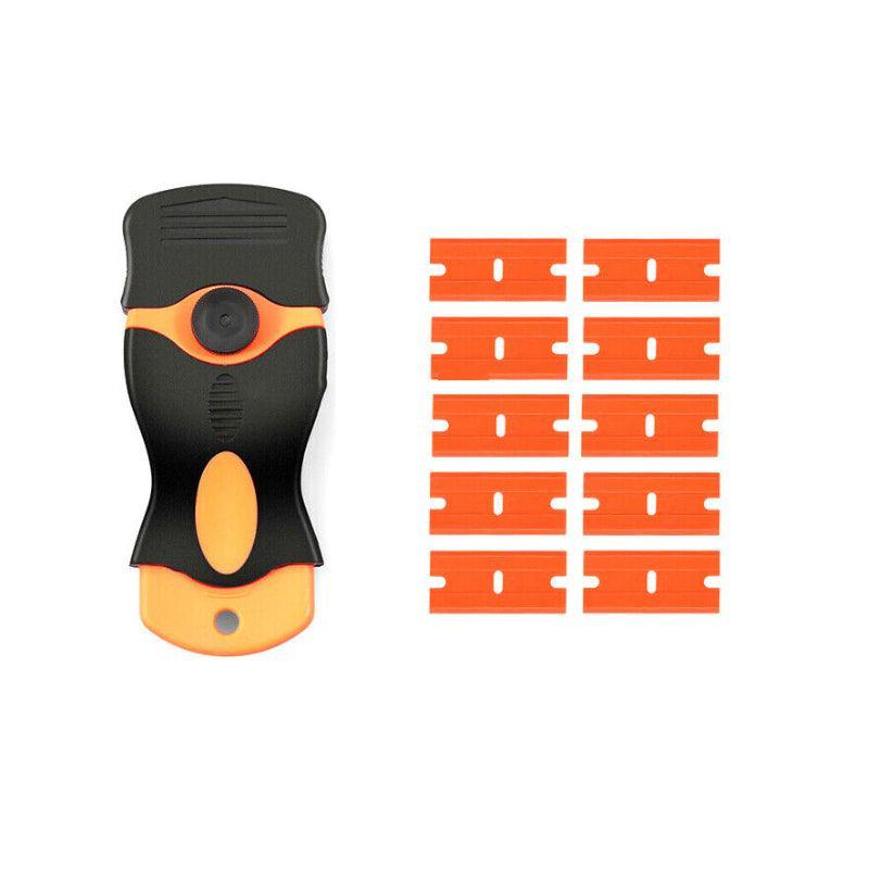 Plastic Razor Blade Scraper or Replacement Blades 10/20/30/50/100PCS Cleaning Tool - 1X Plastic Scraper + 100X Plastic Blades