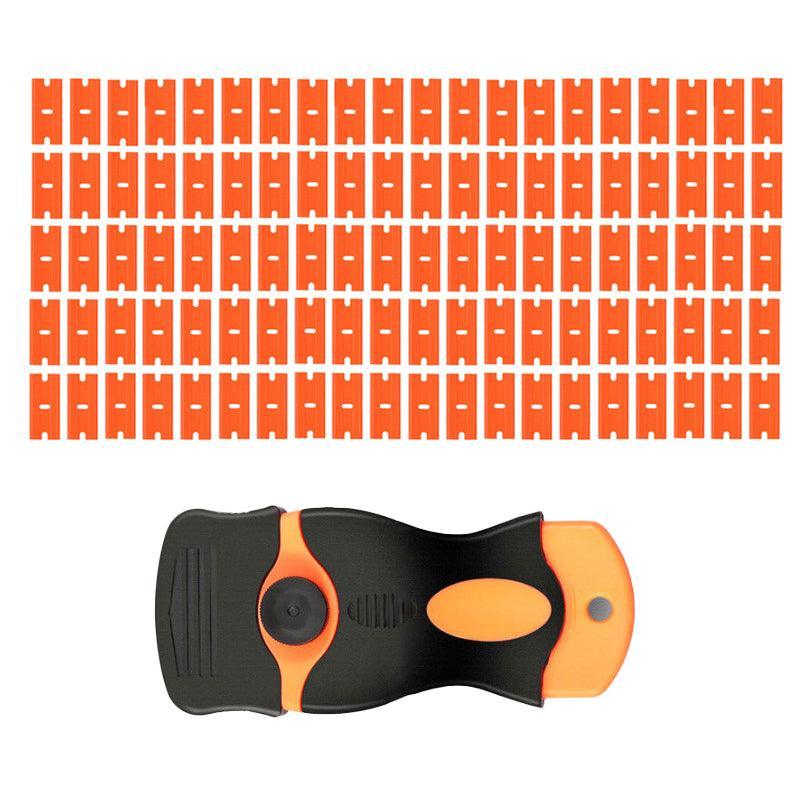 Plastic Razor Blade Scraper or Replacement Blades 10/20/30/50/100PCS Cleaning Tool - 1X Plastic Scraper + 100X Plastic Blades