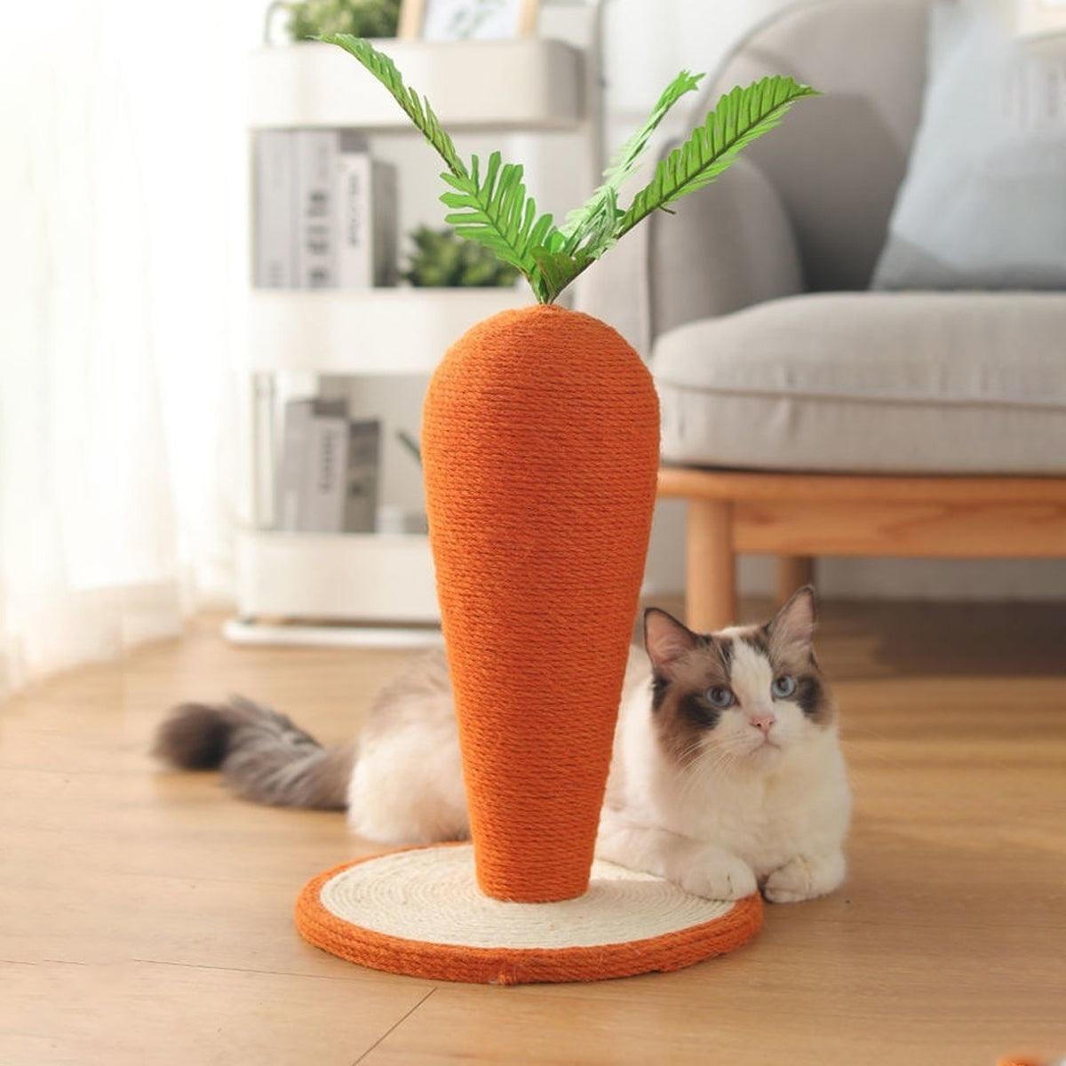 Carrot Cat Scratching Post Vertical Climbing Frame Interactive Toy for Cats