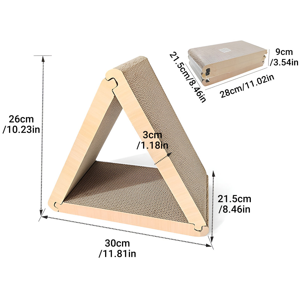 Triangular Cat Scratching Board Corrugated Paper Scratcher Pad Scraper Kitten