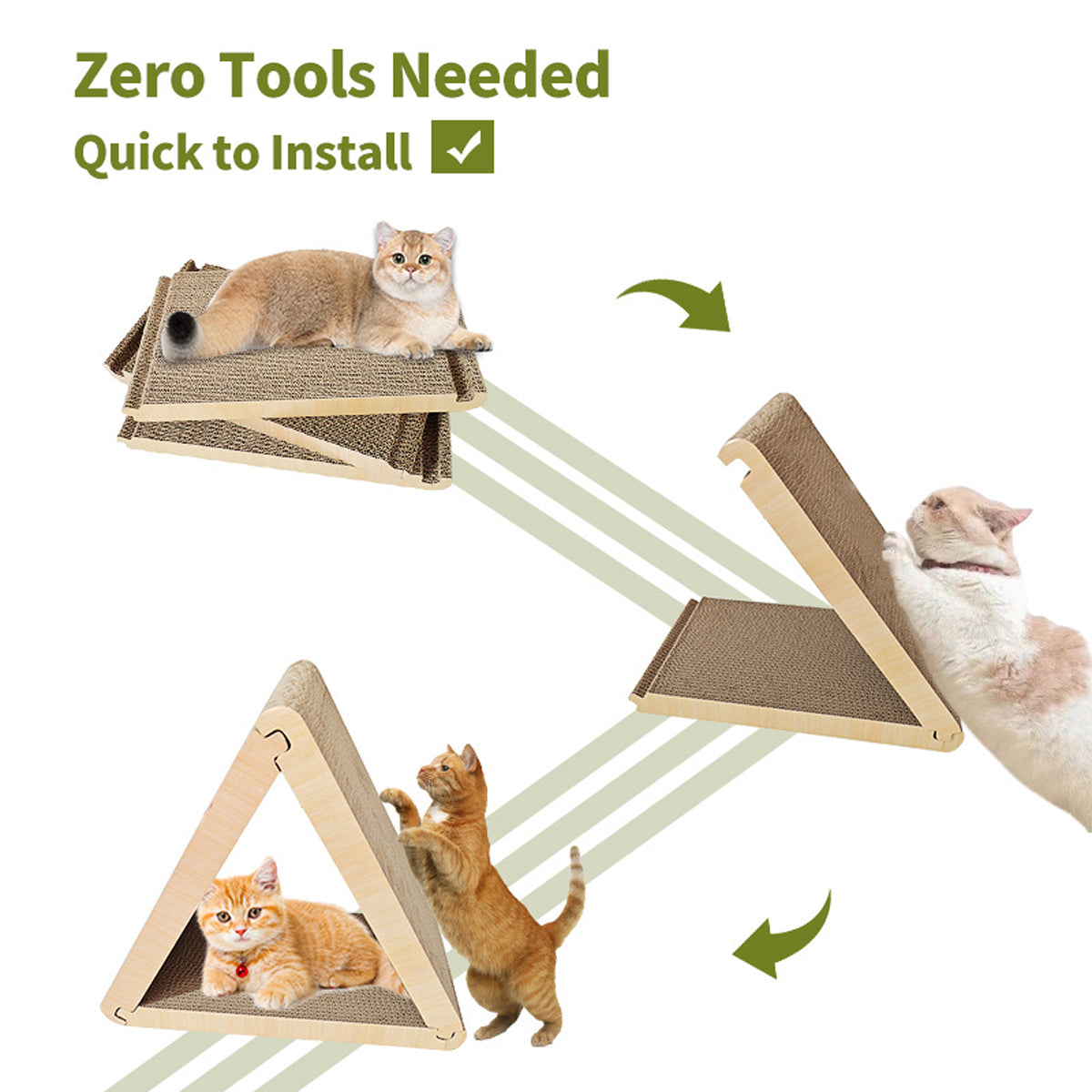 Triangular Cat Scratching Board Corrugated Paper Scratcher Pad Scraper Kitten