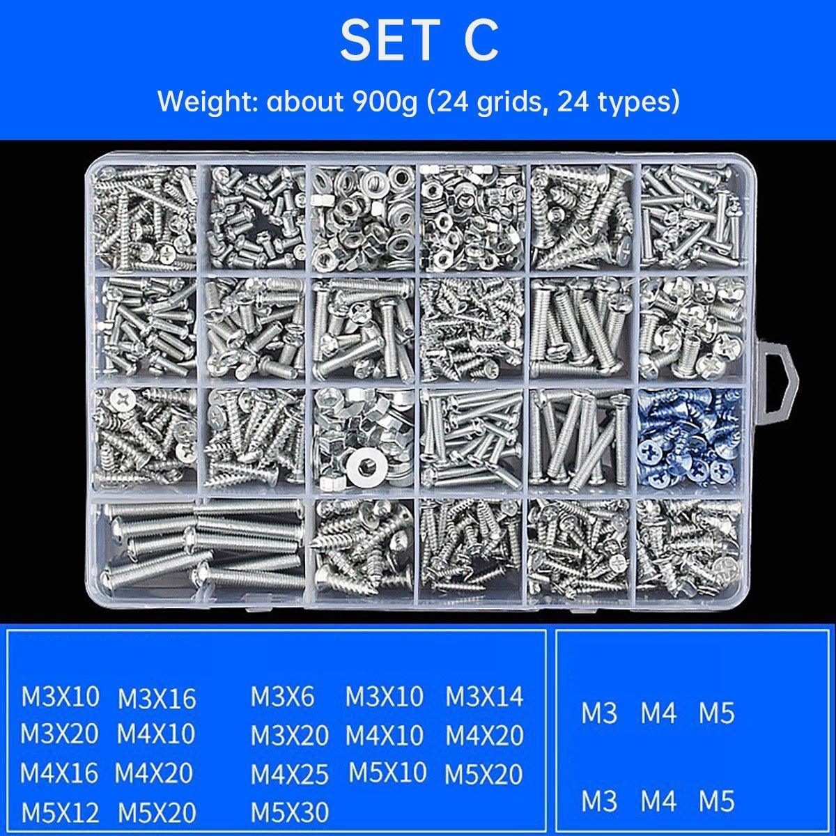 Household Self-tapping Screw Nut Gasket Box Set Multi-purpose Screw Assortment - F