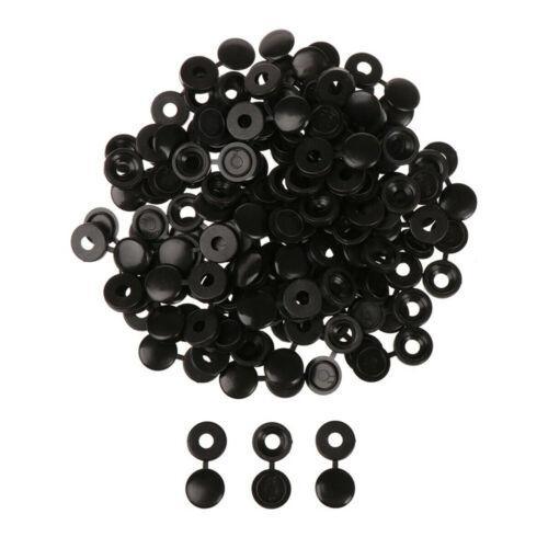 100/200X Plastic Screw Cover Caps Holes Cams Furniture Kitchen Button Nuts Bolts - Black