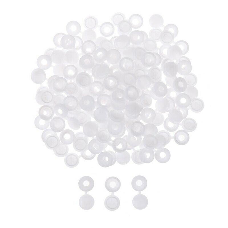 100/200X Plastic Screw Cover Caps Holes Cams Furniture Kitchen Button Nuts Bolts - Brown