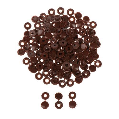 100/200X Plastic Screw Cover Caps Holes Cams Furniture Kitchen Button Nuts Bolts - Brown