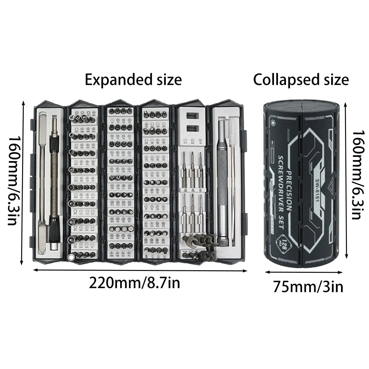 Screwdriver Set 128 in 1 Precision Repair Tool Kit Multi Functional for Home Use