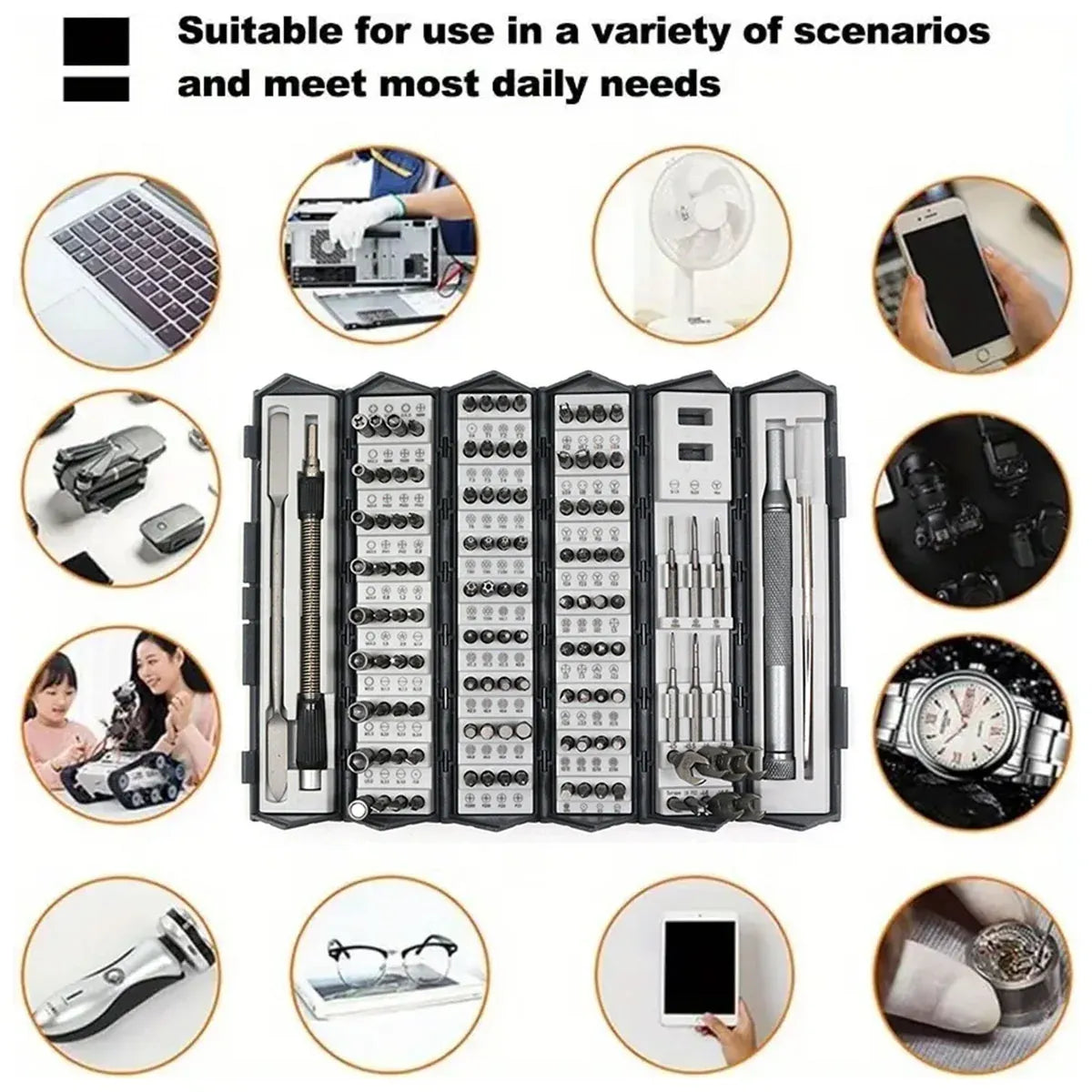 Screwdriver Set 128 in 1 Precision Repair Tool Kit Multi Functional for Home Use