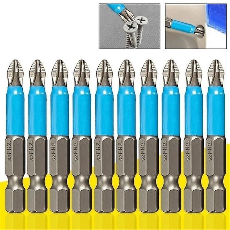 10PCS Anti Slip Electric Hex Shank 50mm PH2 Cross Head Screwdriver Bits Set